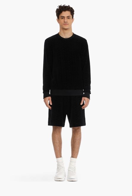 Black sweatshirt with embossed velvet Balmain monogram - 4