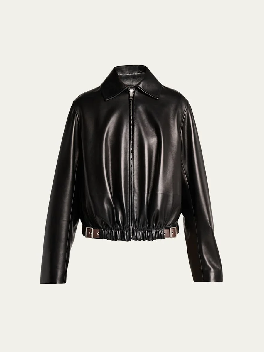 Buckle Leather Balloon Jacket - 1
