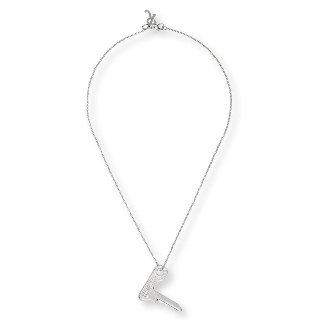 SMALL KEY ON HANGER NECKLACE - ANTIQUE SILVER - 1