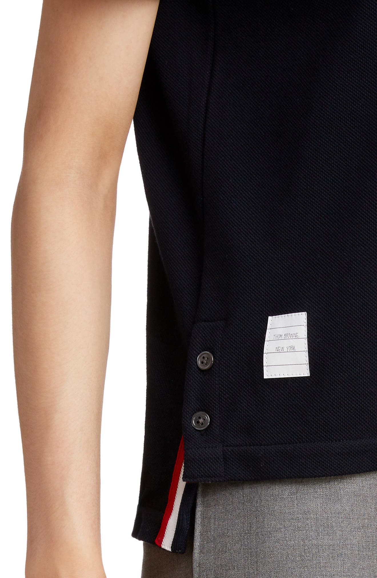 Thom Browne Stripe Piqué Polo in Navy at Nordstrom - 4