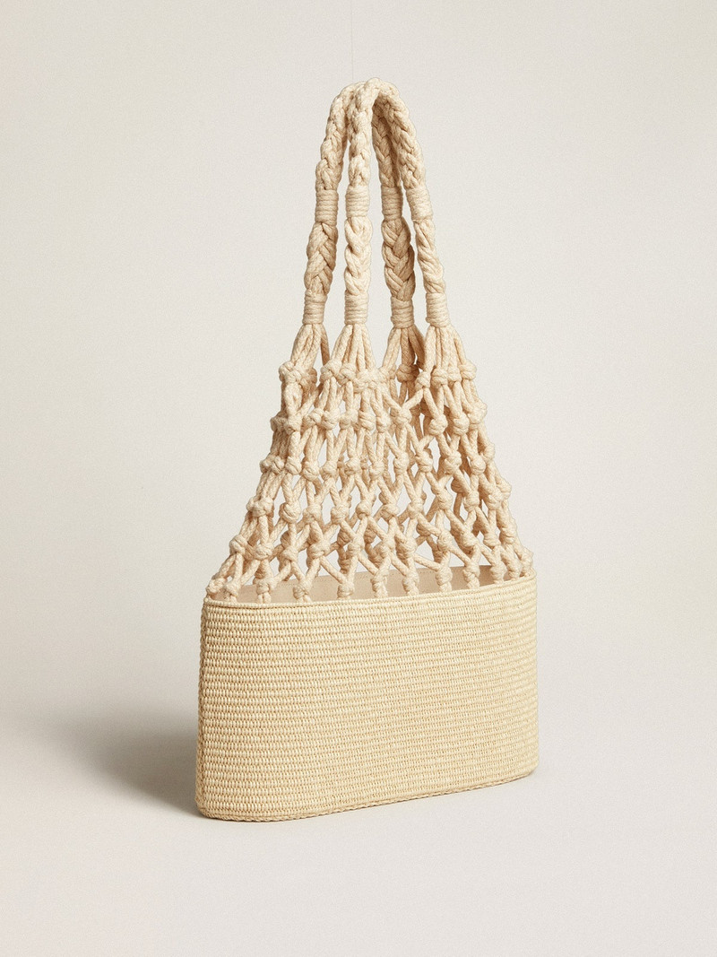 Golden Goose Lido bag in raffia and braided cotton macramé outlook