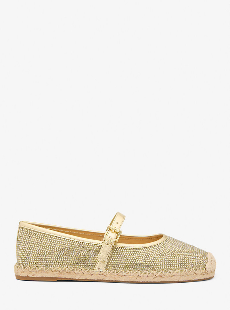 MICHAEL KORS Lynn Embellished Glitter Chain Mesh Ballet Espadrille outlook