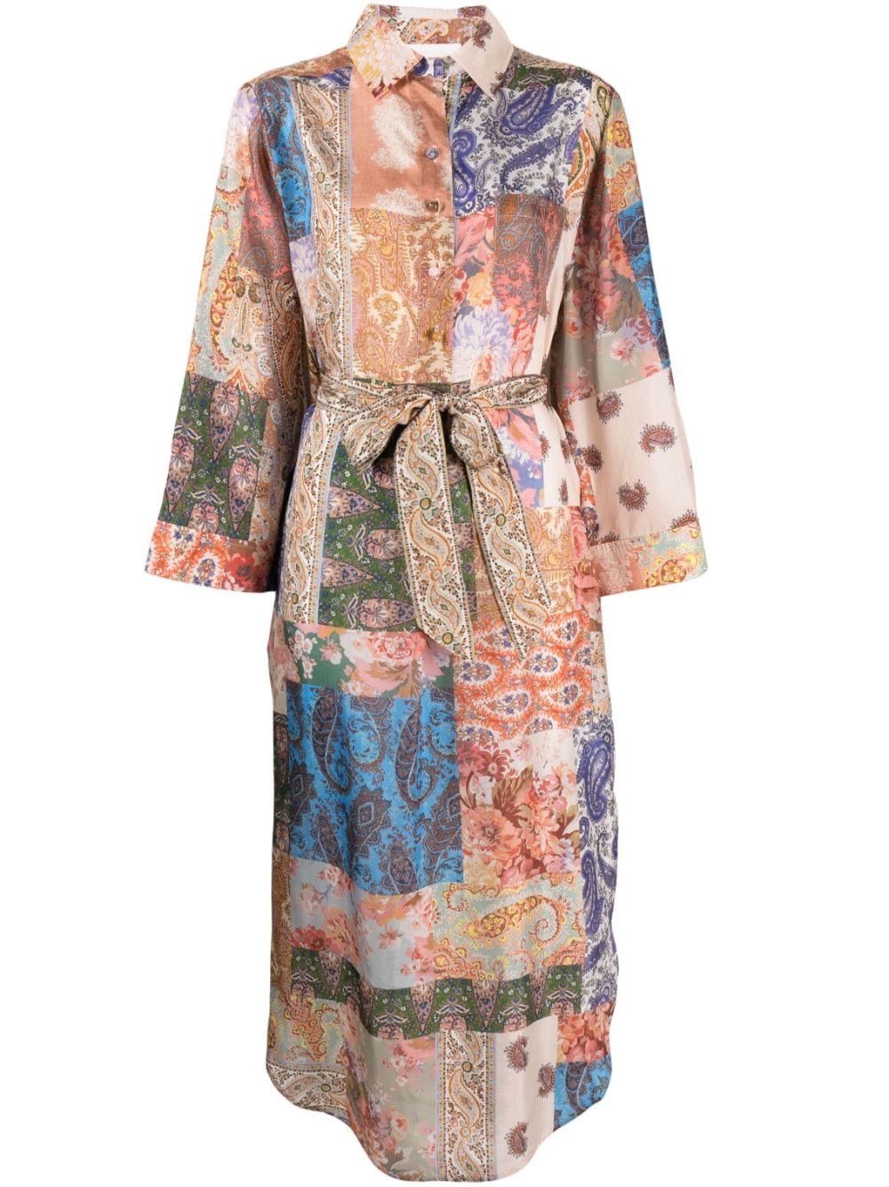 paisley-print silk shirtdress - 1