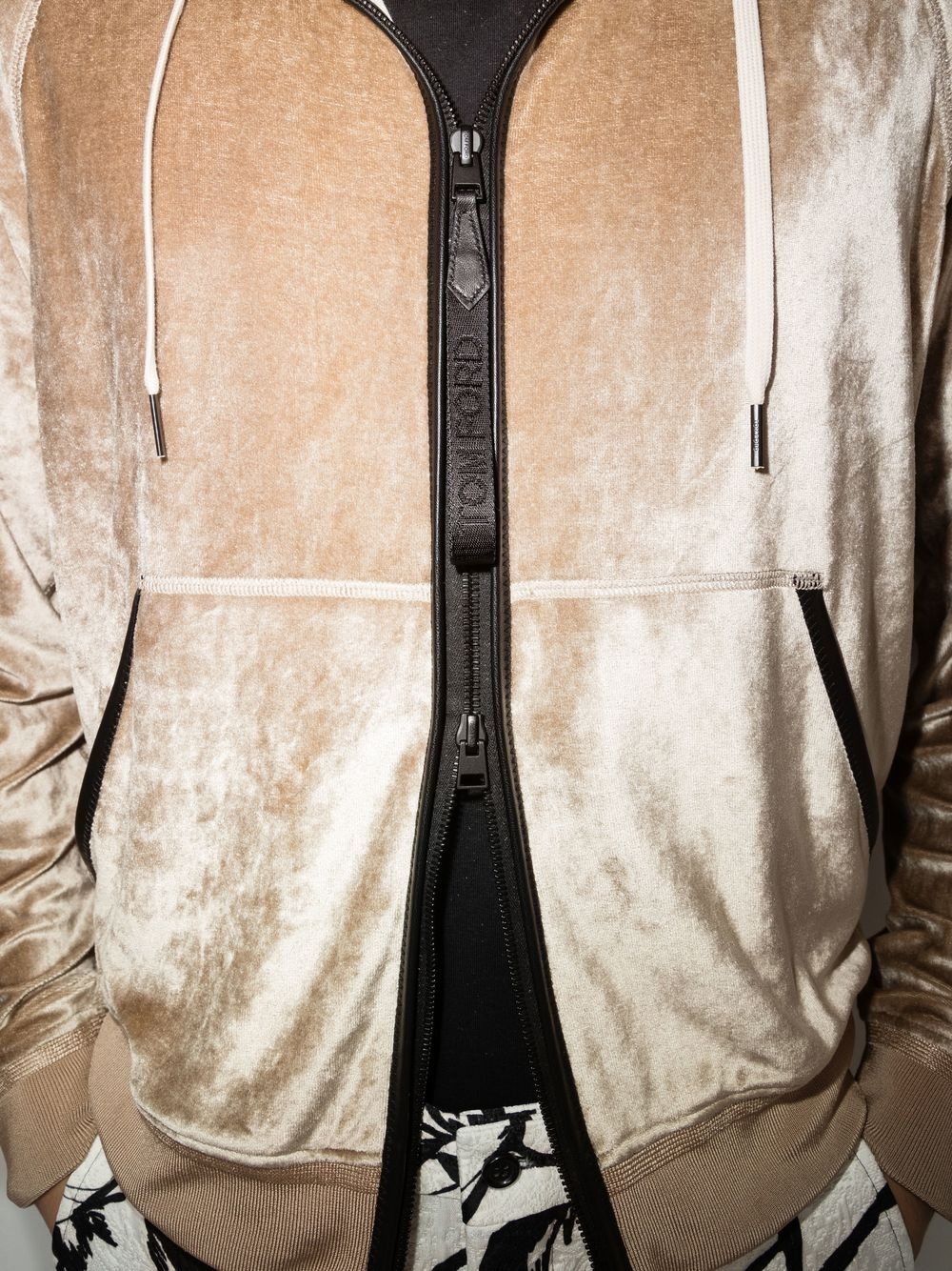 velour zipped hoodie - 4