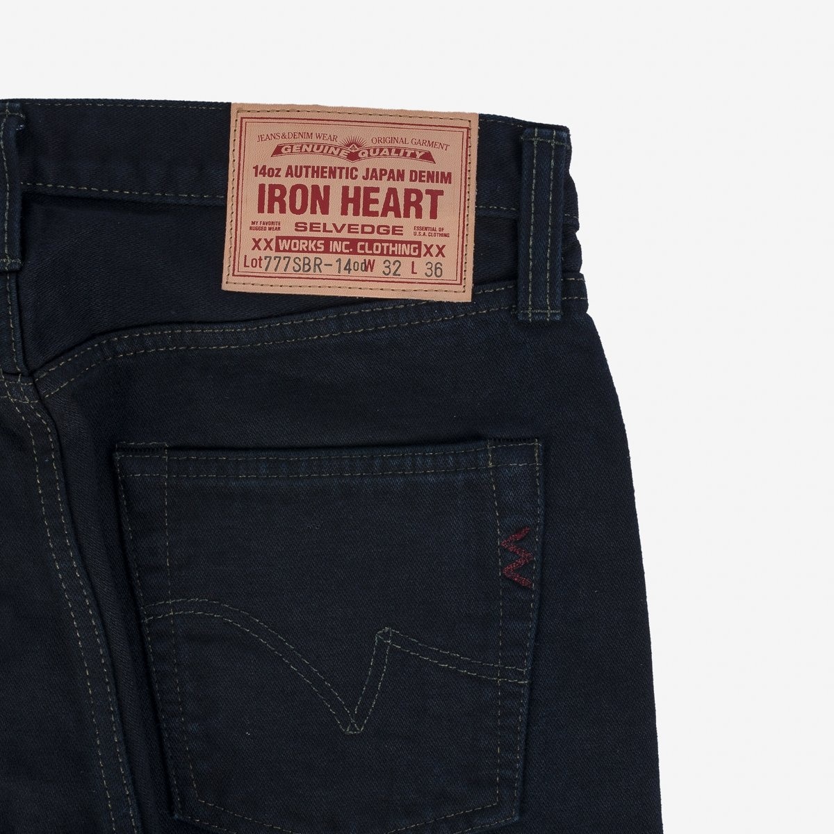 IH-777SBR-14od 14oz Broken Twill Selvedge Denim Slim Tapered Cut Jeans - Indigo Overdyed Black - 7