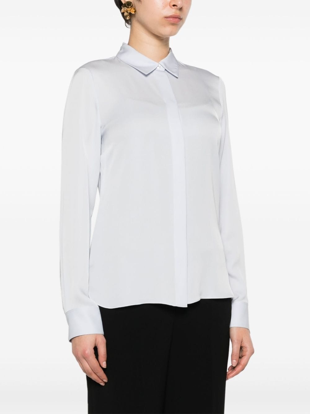 classic-collar silk shirt - 3