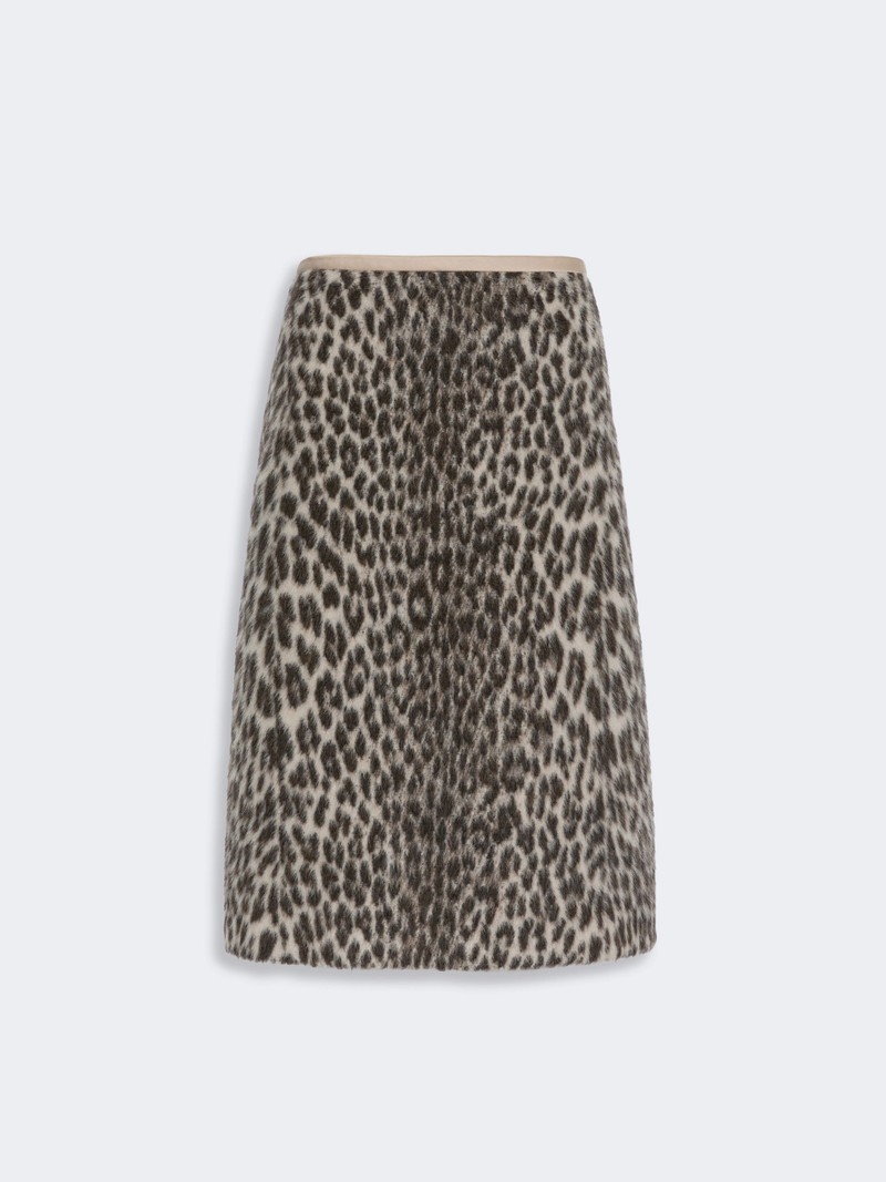 TRIONFO Jacquard wool and alpaca calf-length skirt - ECRU 1