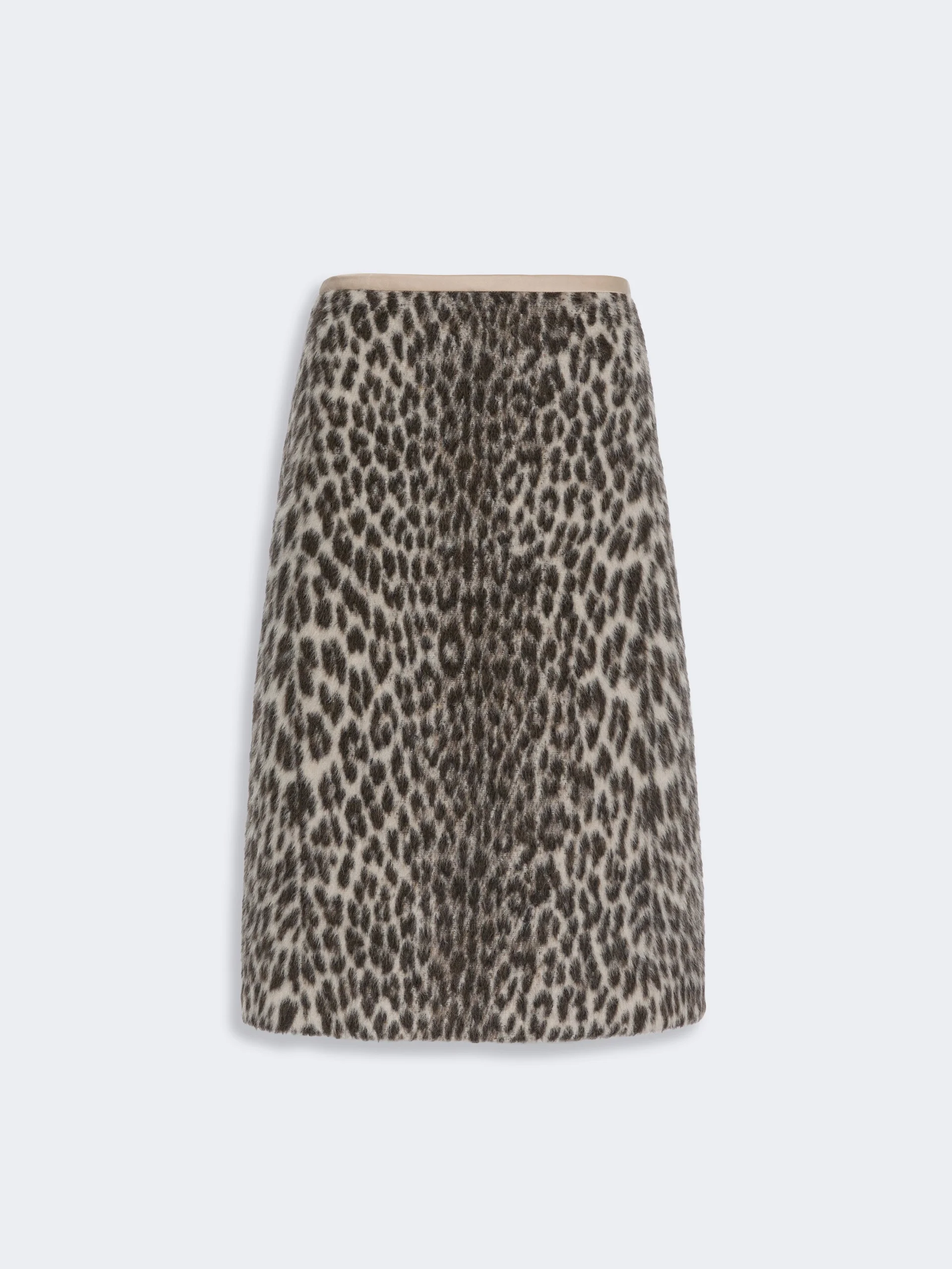 TRIONFO Jacquard wool and alpaca calf-length skirt - ECRU - 1