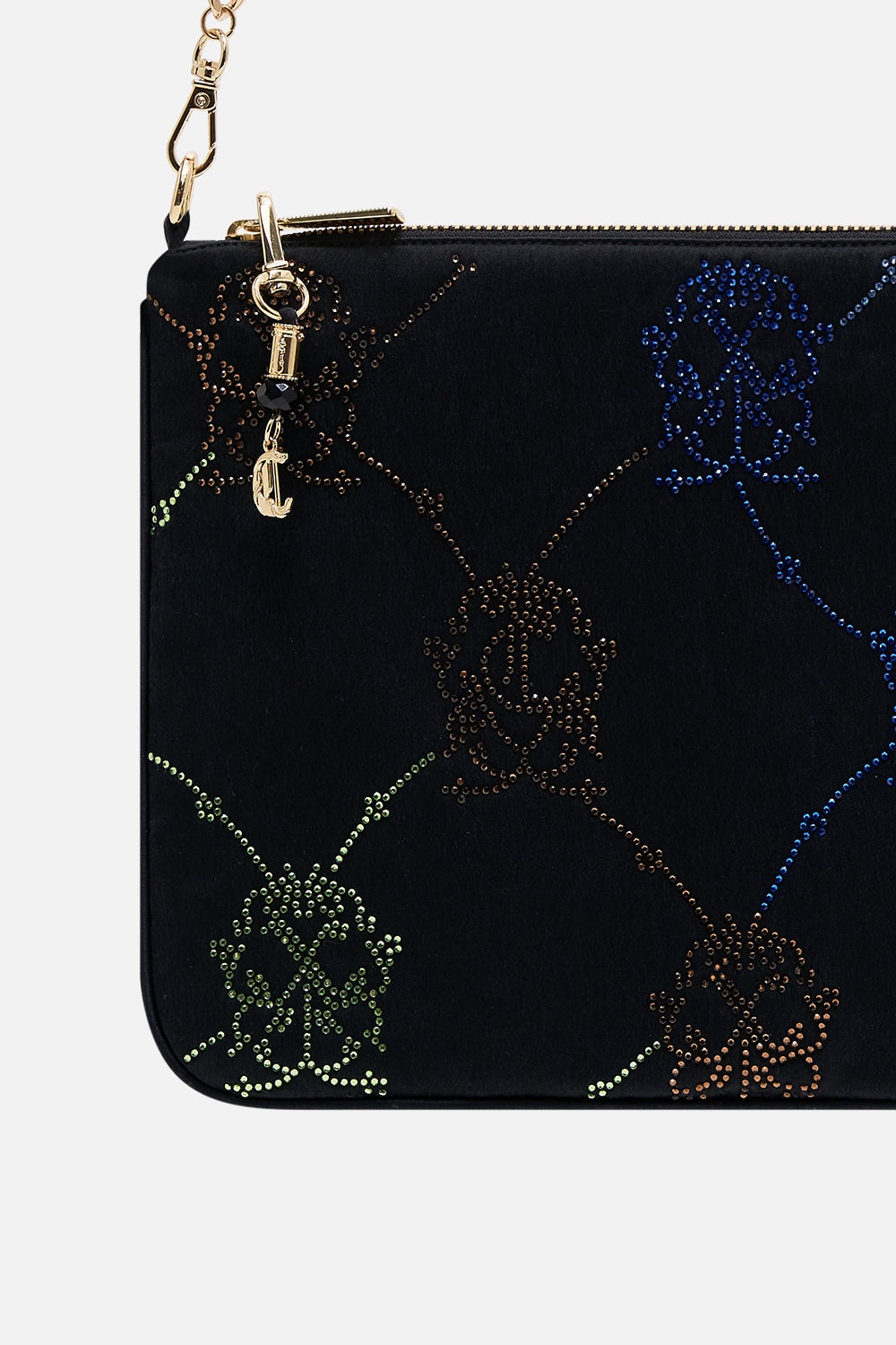 EMBELLISHED ZIP TOP CLUTCH WITH STRAP - 3