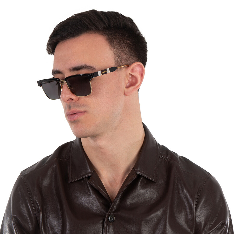 Gucci Grey Rectangular Sunglasses GG0603S 001 56 - 2