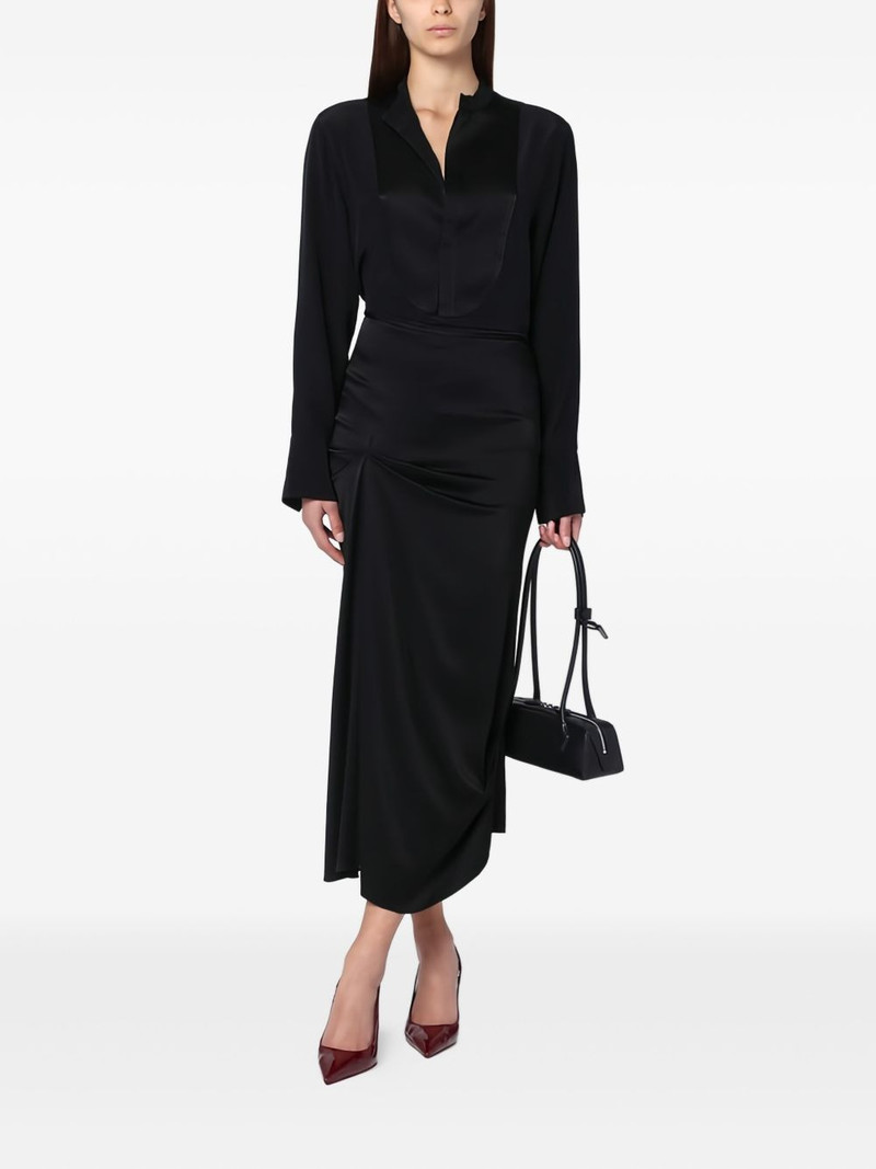 Victoria Beckham crystal-button satin-panel shirt outlook