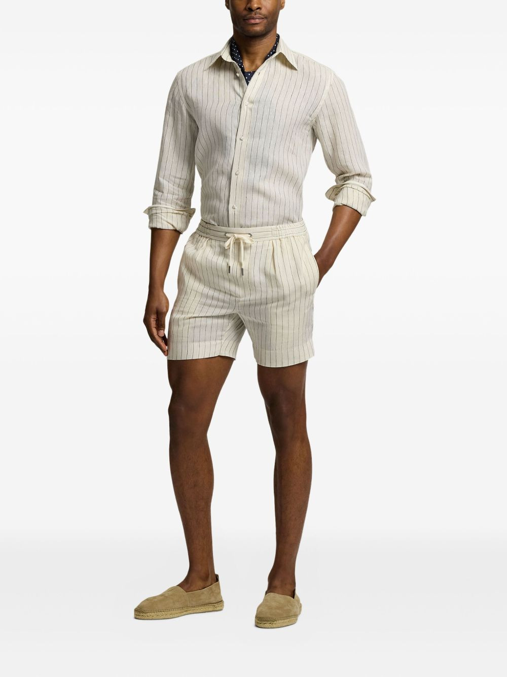 pinstripe drawstring shorts - 2