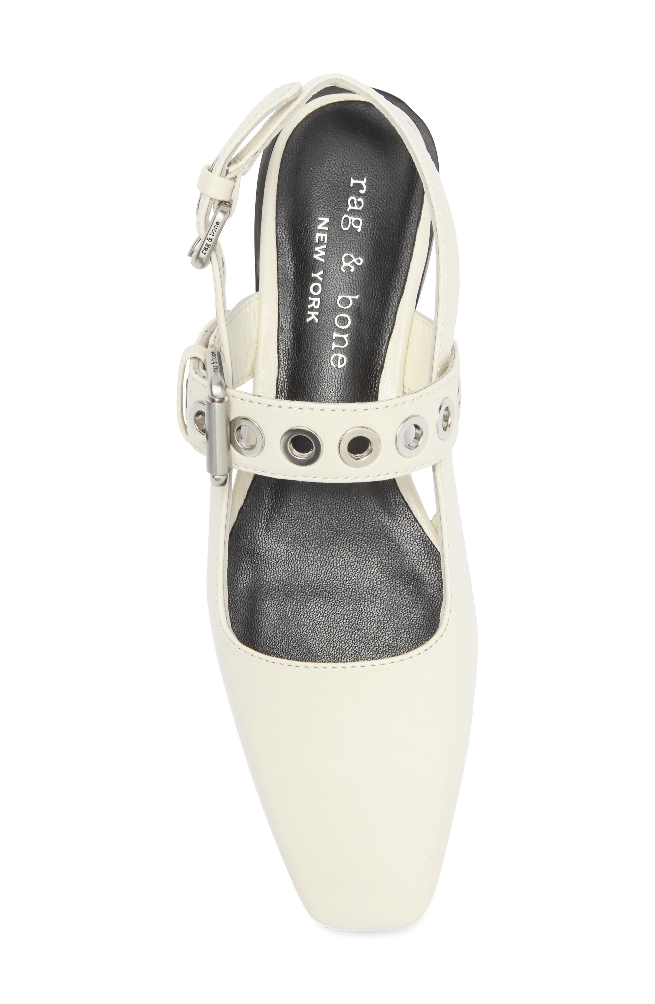 rag & bone Moto Astra Mary Jane Slingback Flat in Antique White at Nordstrom - 5