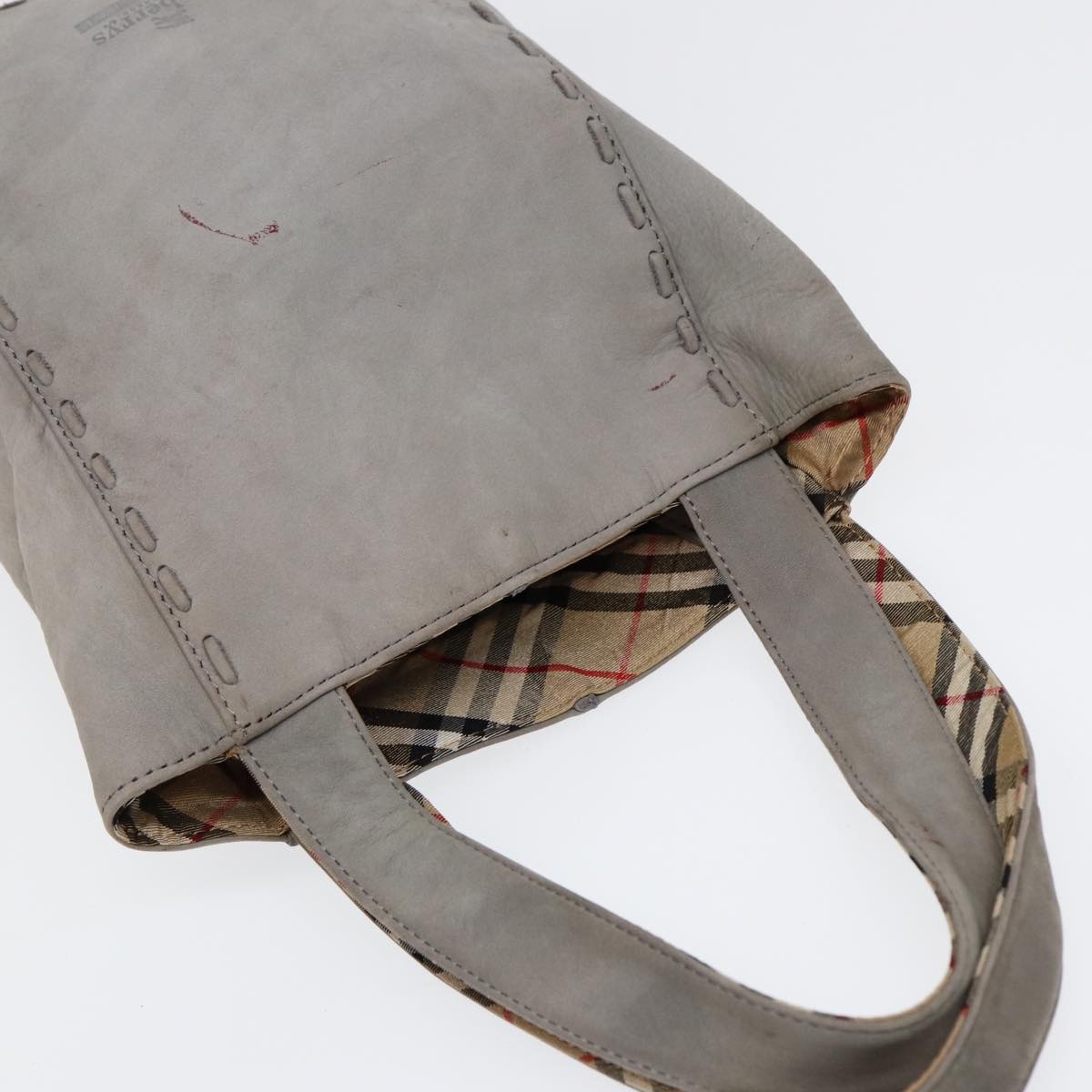 Burberry Hand Bag Leather Gray Silver - 6