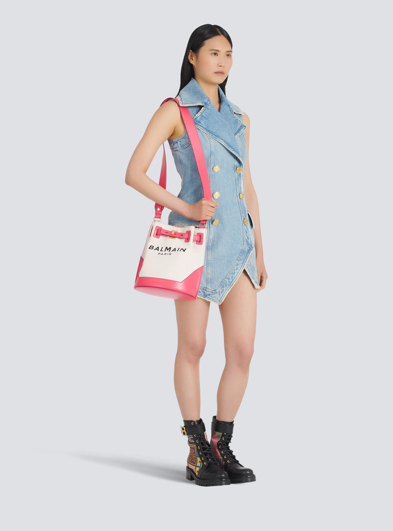 Balmain Ccanvas B-Army bucket bag with leather panels outlook