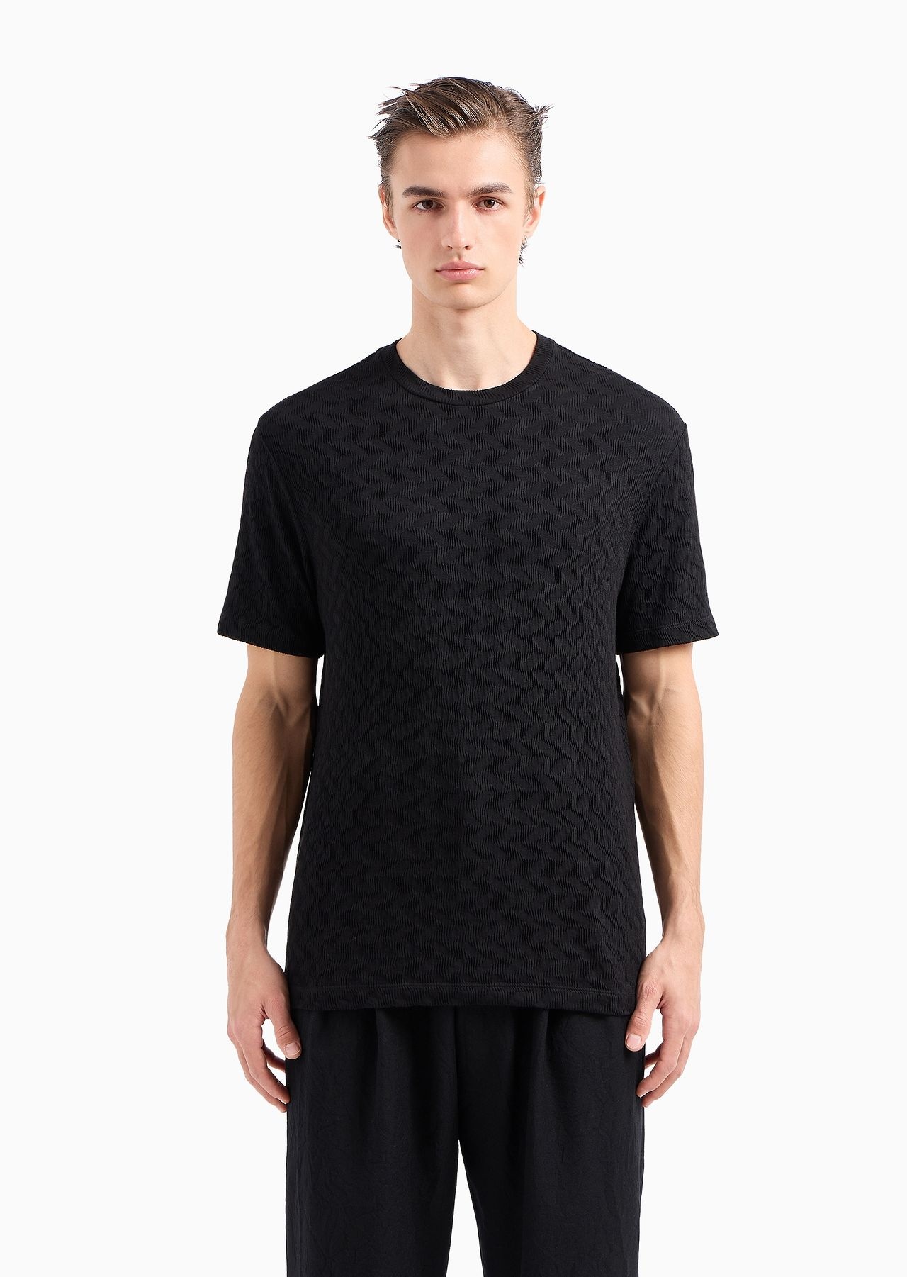 Viscose and cashmere jacquard jersey crew-neck T-shirt - 3