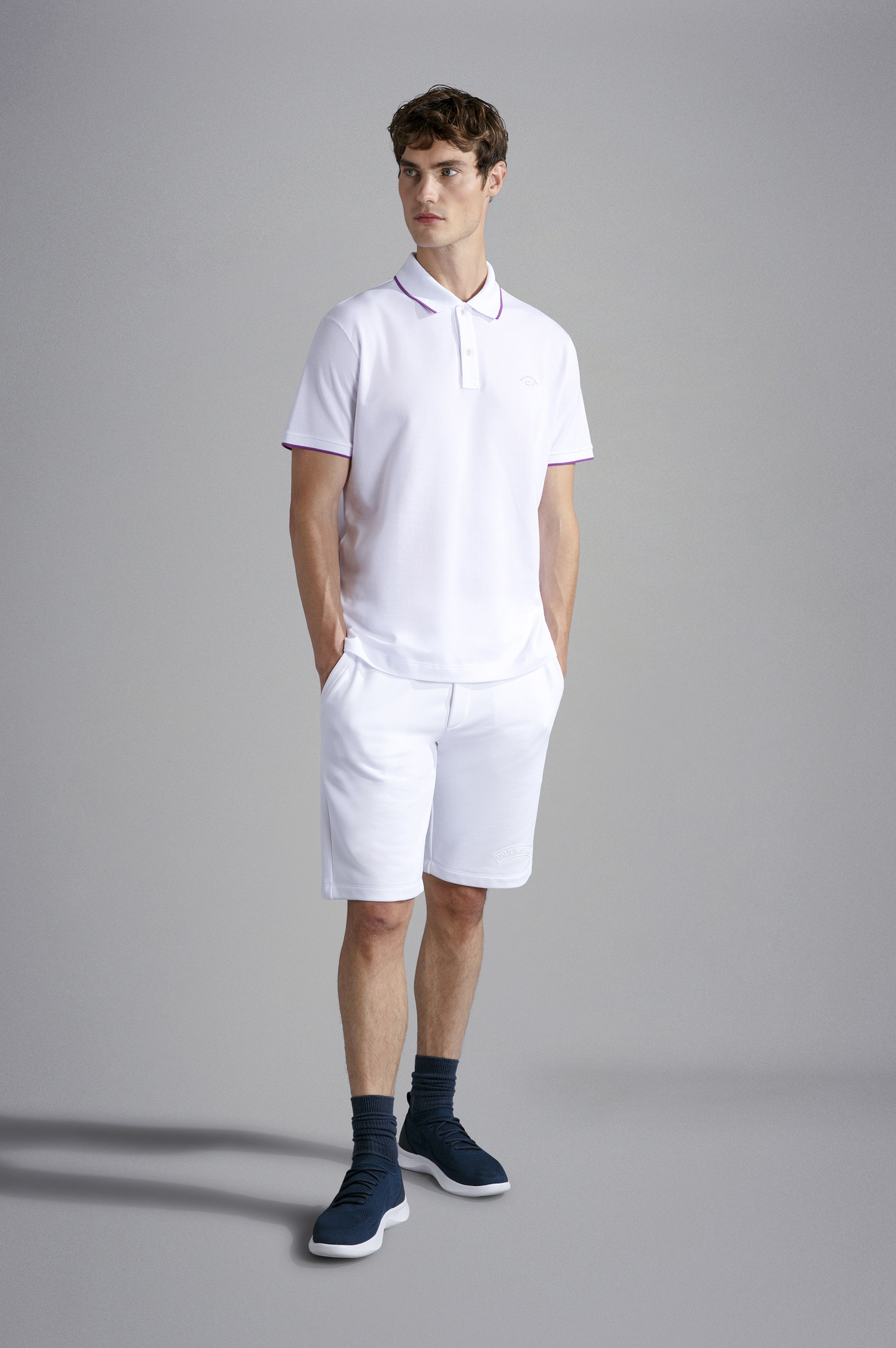 COTTON PIQUE POLO SHIRT WITH REFLEX PRINT - 2
