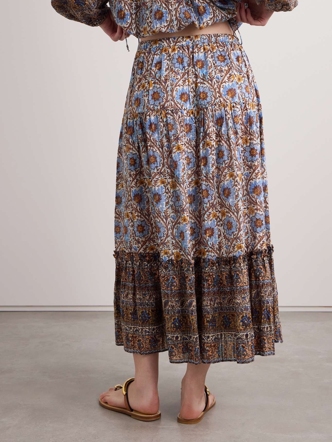 Paige floral-print cotton-blend voile maxi skirt - 3