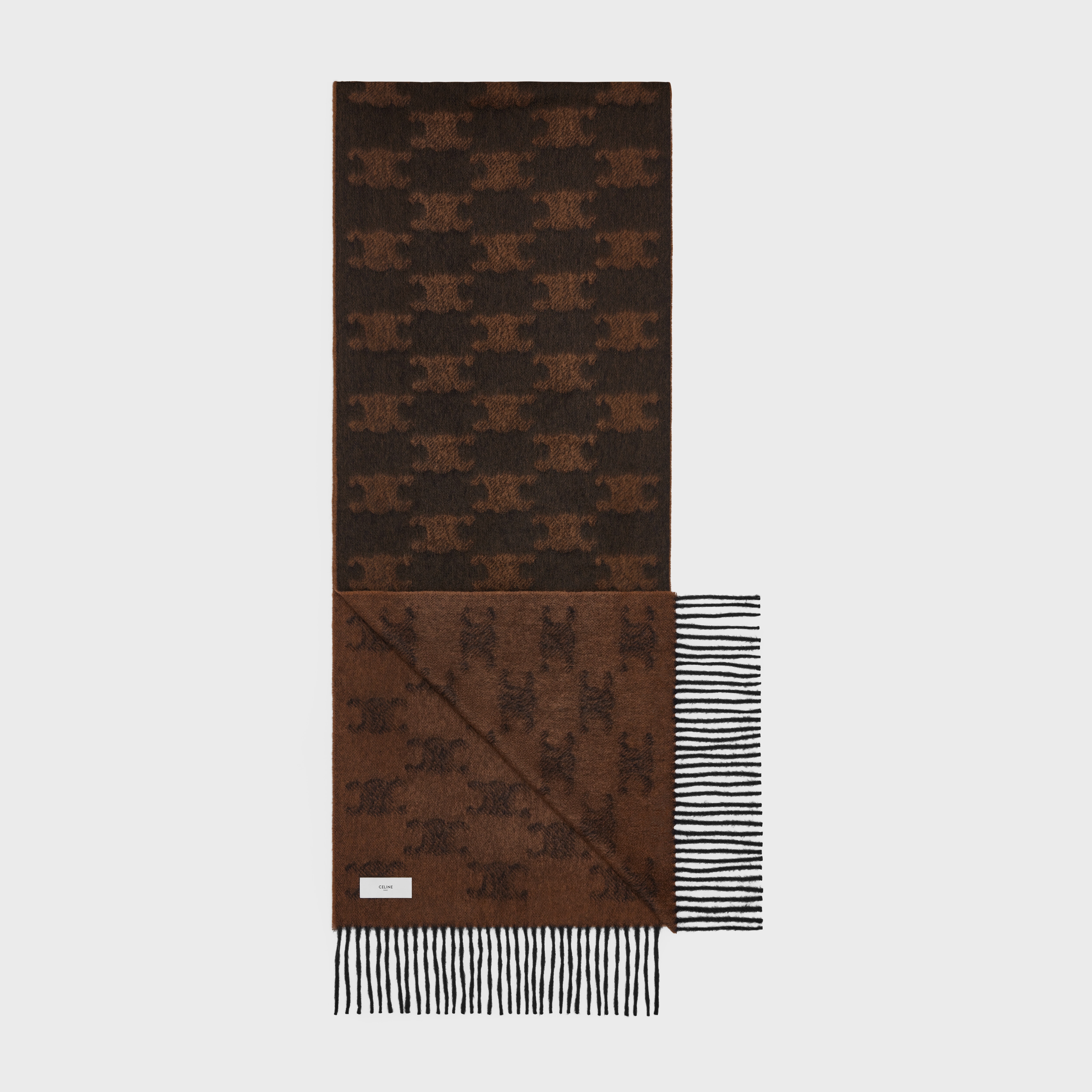 CELINE fringed scarf in monogram cashmere | REVERSIBLE