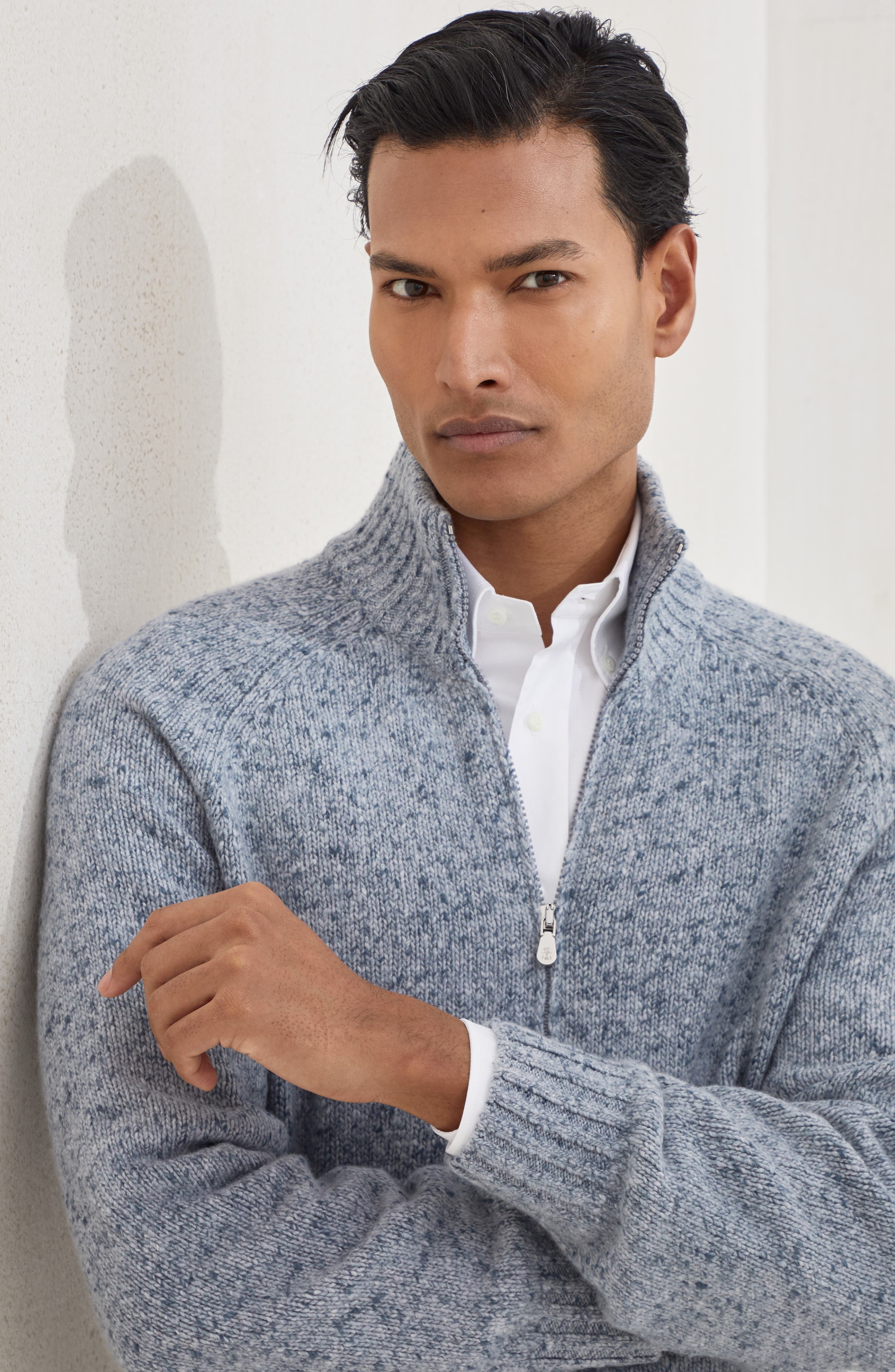 Brunello Cucinelli Zip-front cardigan in Light Blue Denim at Nordstrom - 4