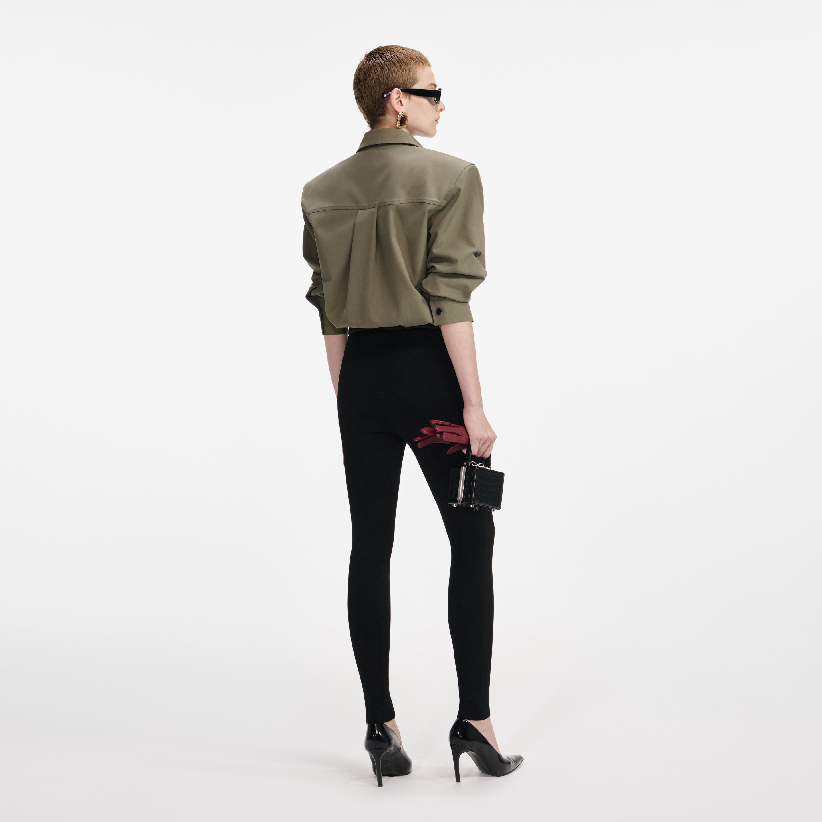 Black Belted Knit Leggings - 3