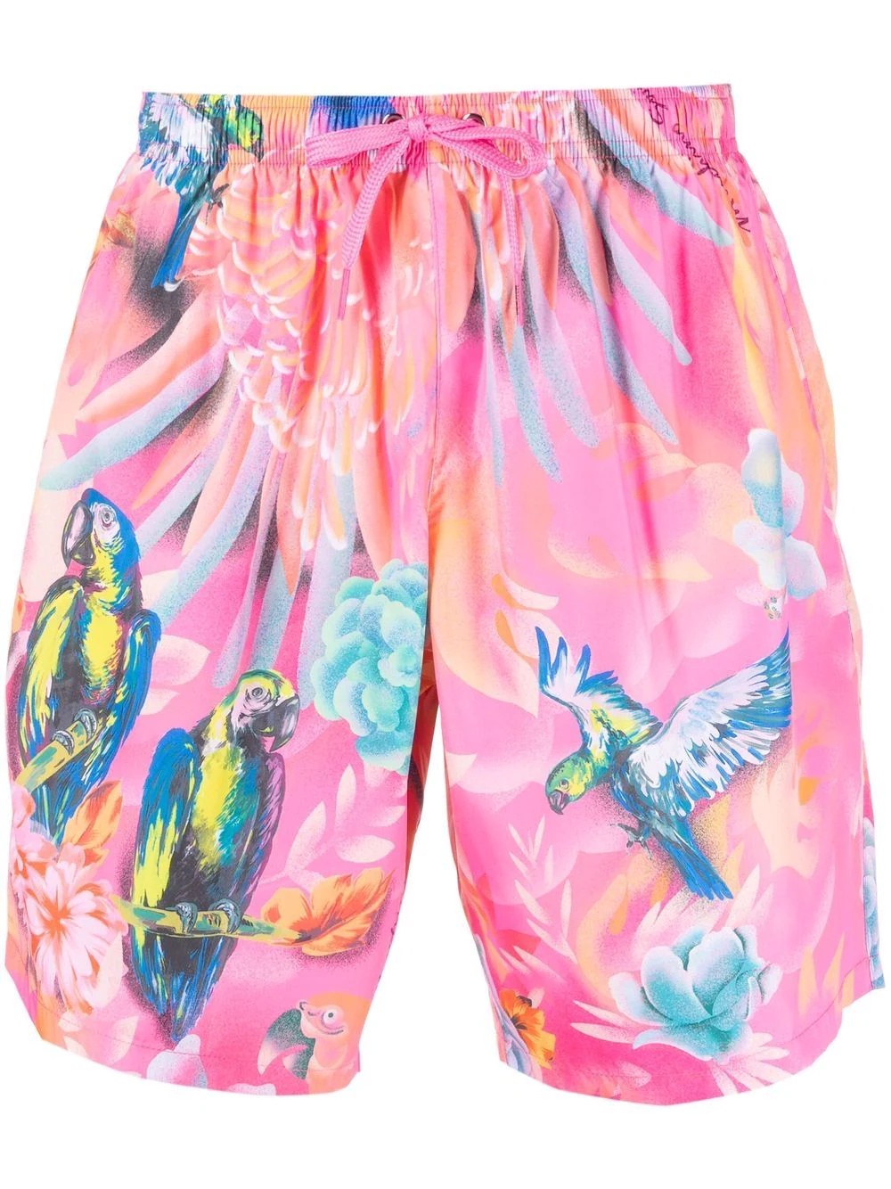 parrot-print swim shorts - 1