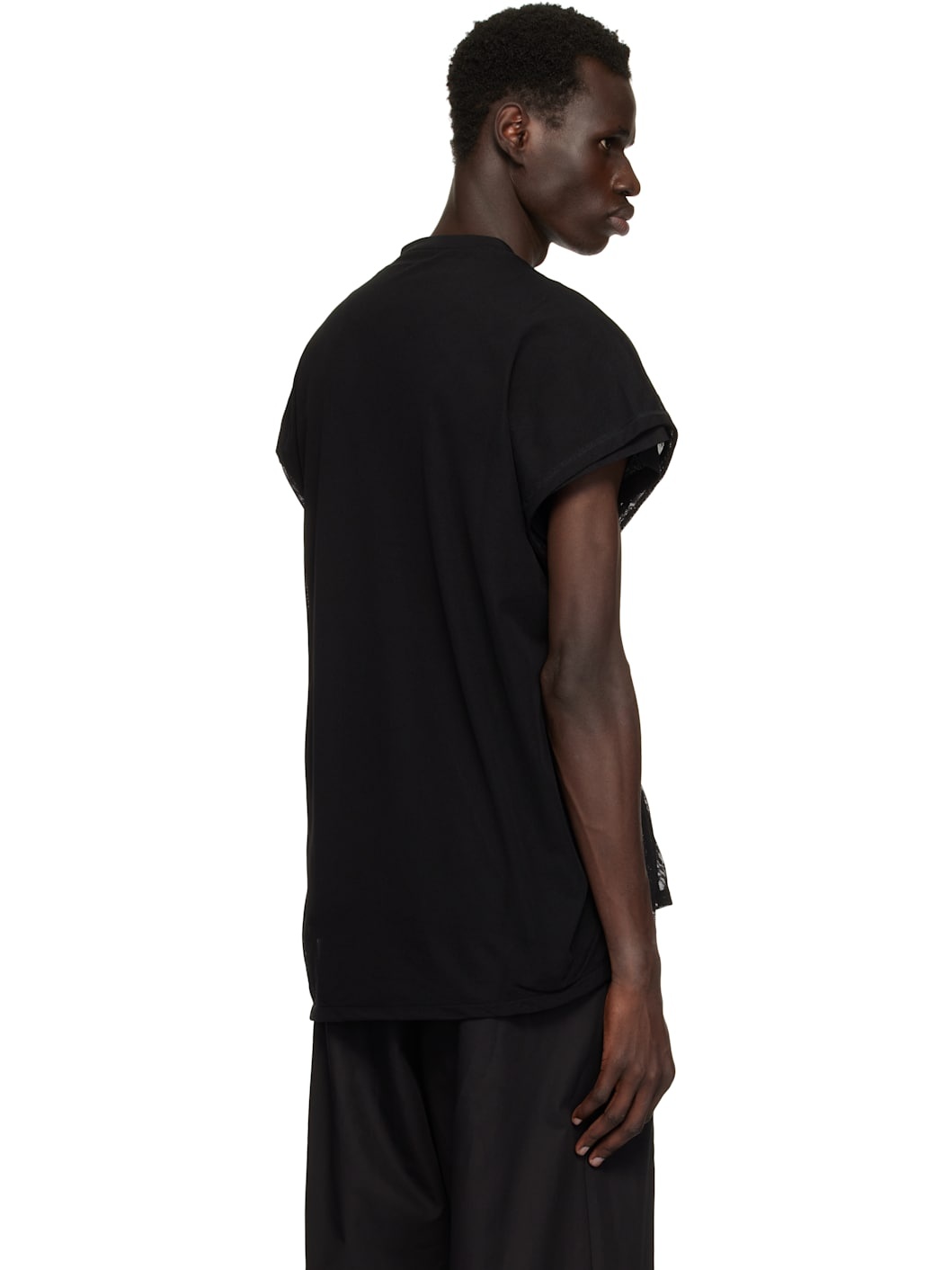 Black Inex Mesh Sleeveless T-shirt - 3