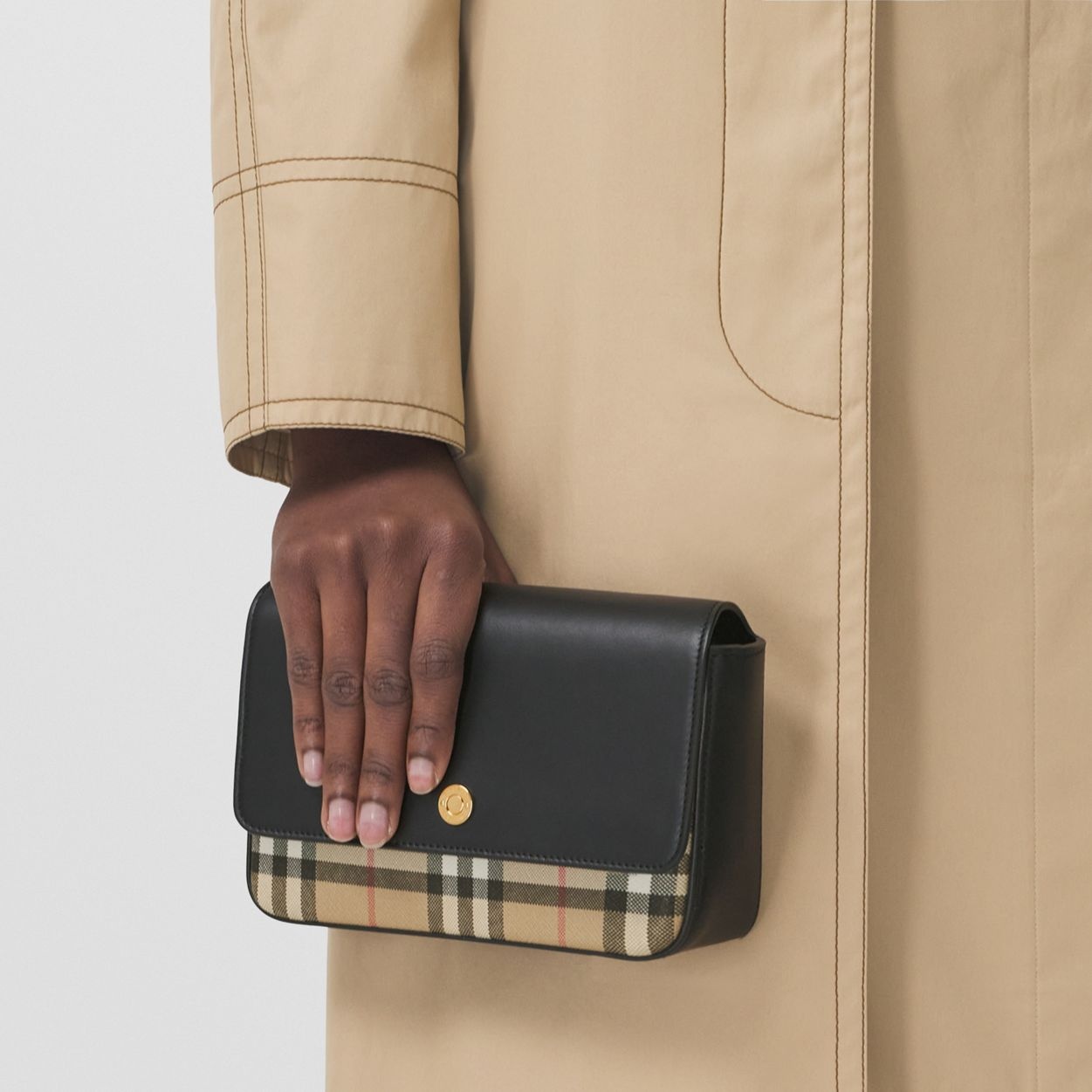 Vintage Check and Leather Penny Bag - 9