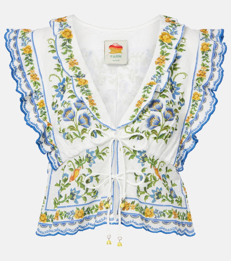 Emily Floral ruffled cotton top 1