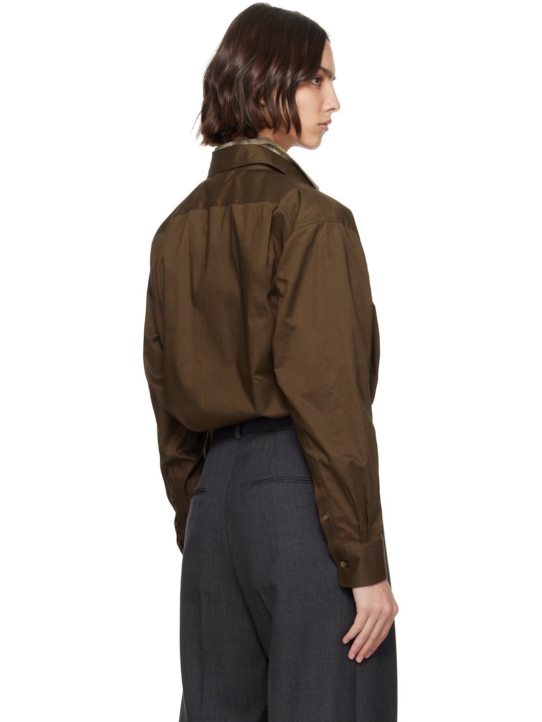 Brown Washed Finx Typewriter Button Down Shirt - 3