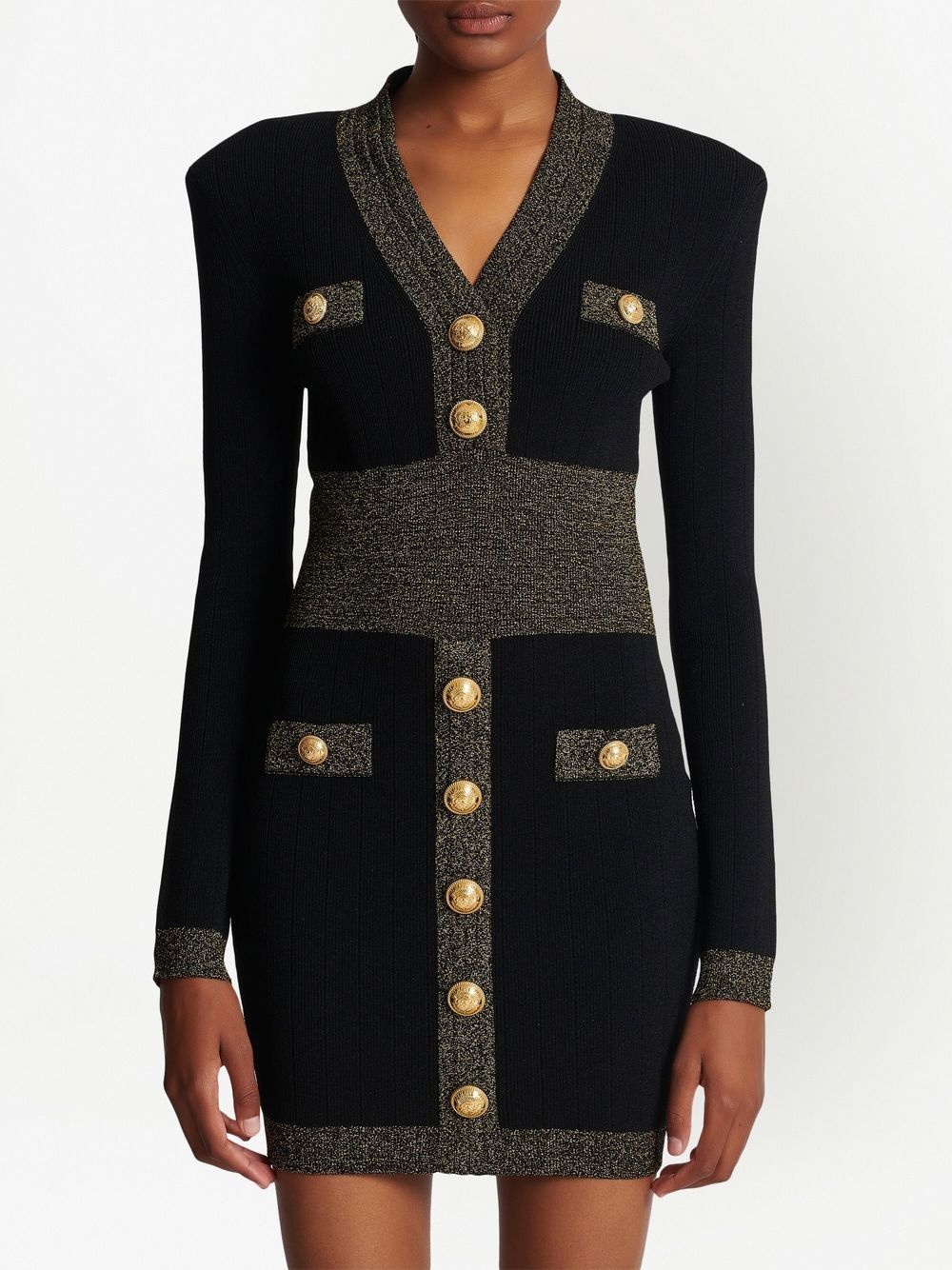 fitted embossed-button mini dress - 5