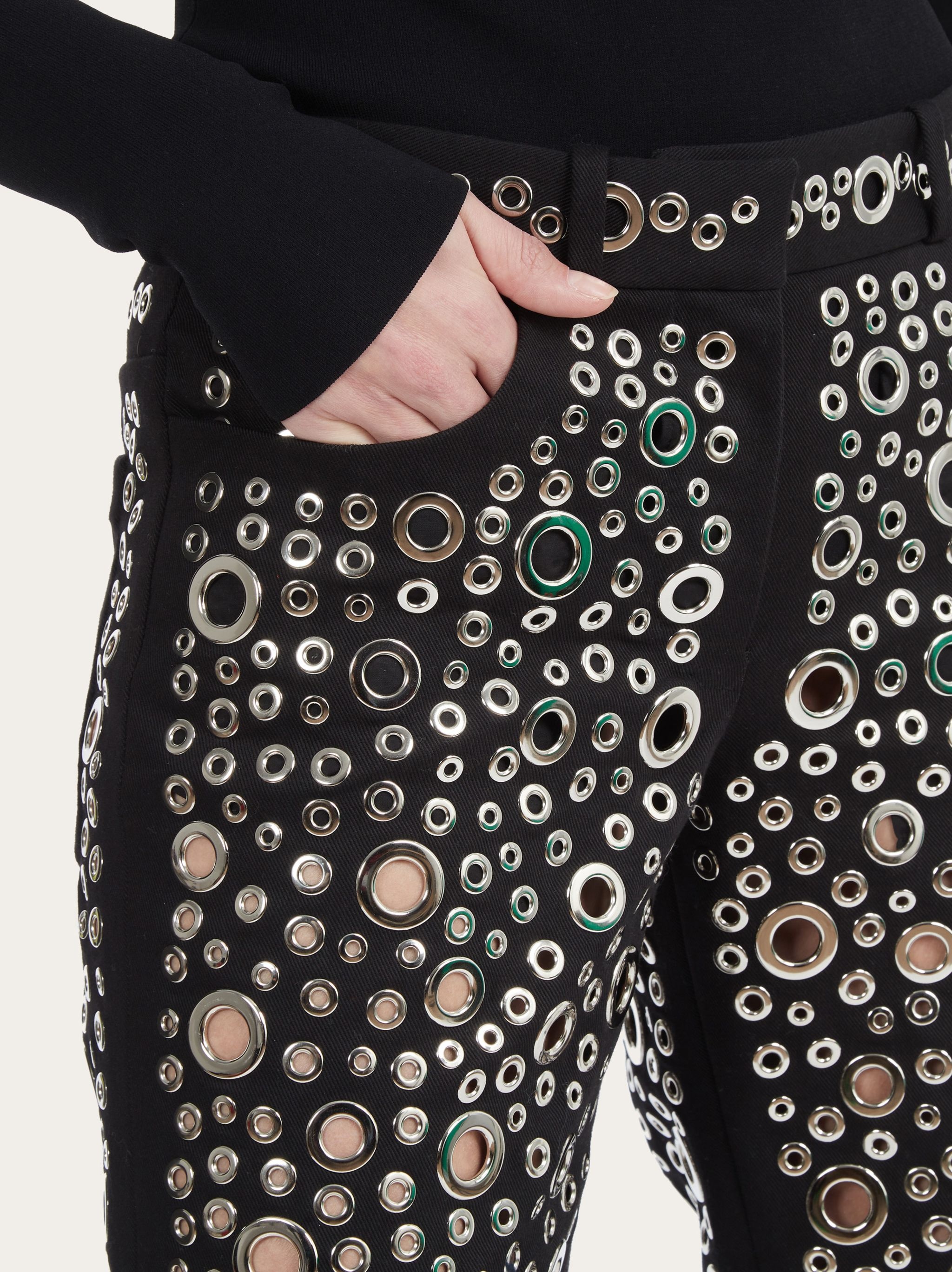 5 pocket pants with metal eyelets - 5