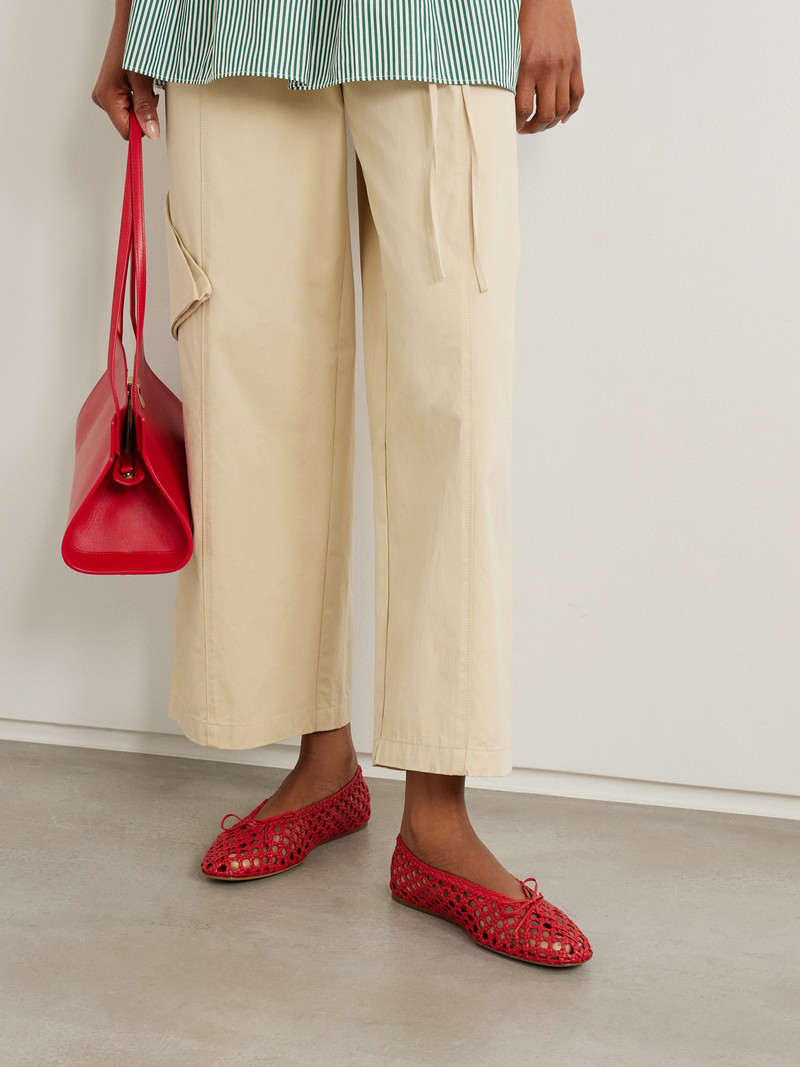 LE MONDE BÉRYL Regency Bow-embellished Woven Leather Ballet Flats outlook