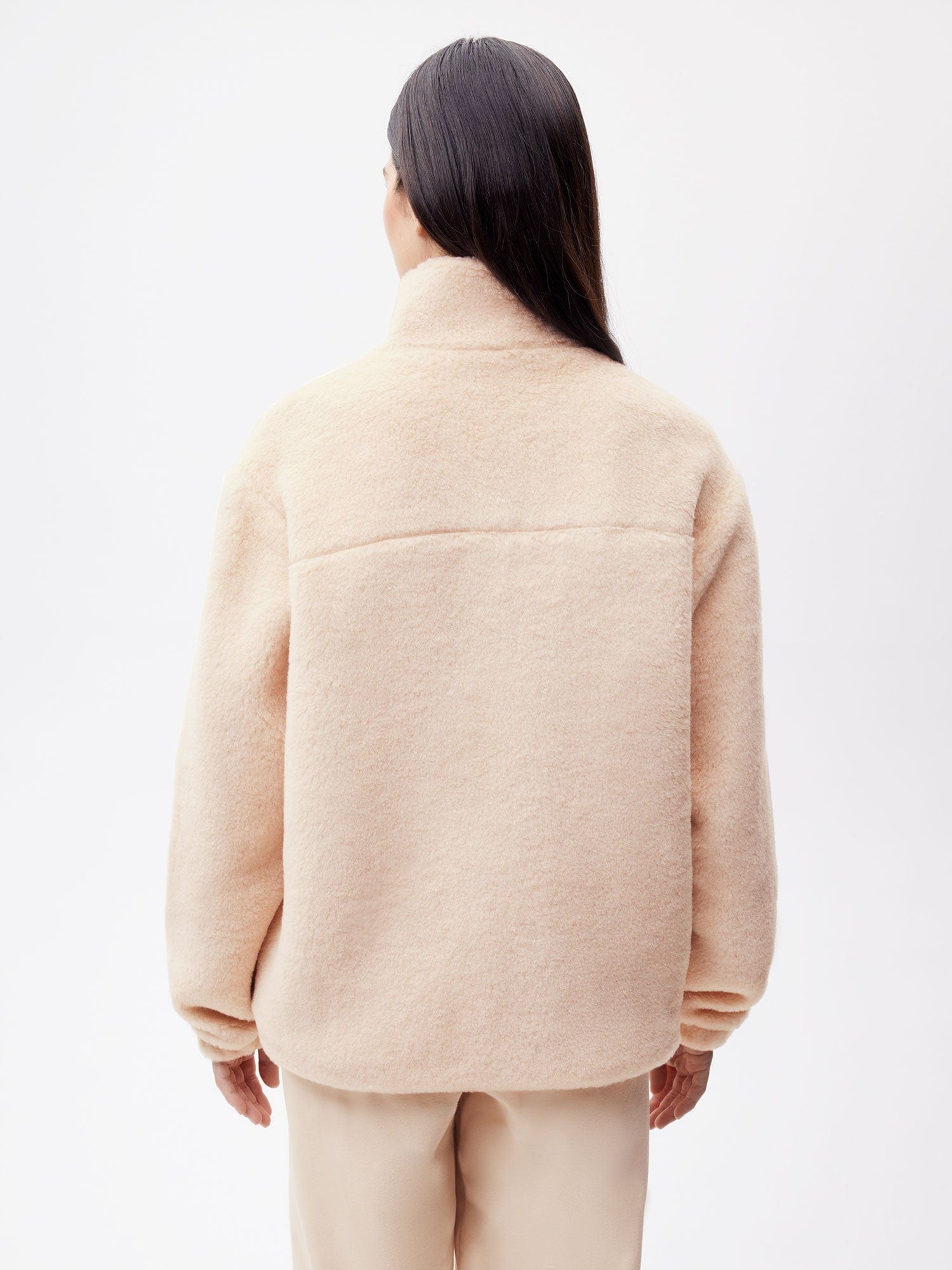 Womens Recycled Wool Fleece Jacket - Sand - 3