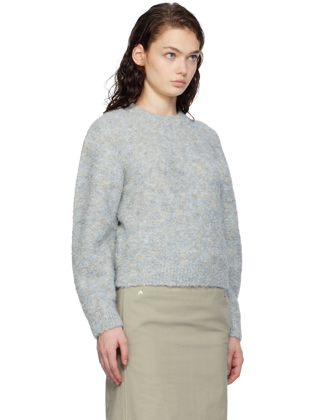 Blue Mix Bouclé Crop Knit Sweater - 2