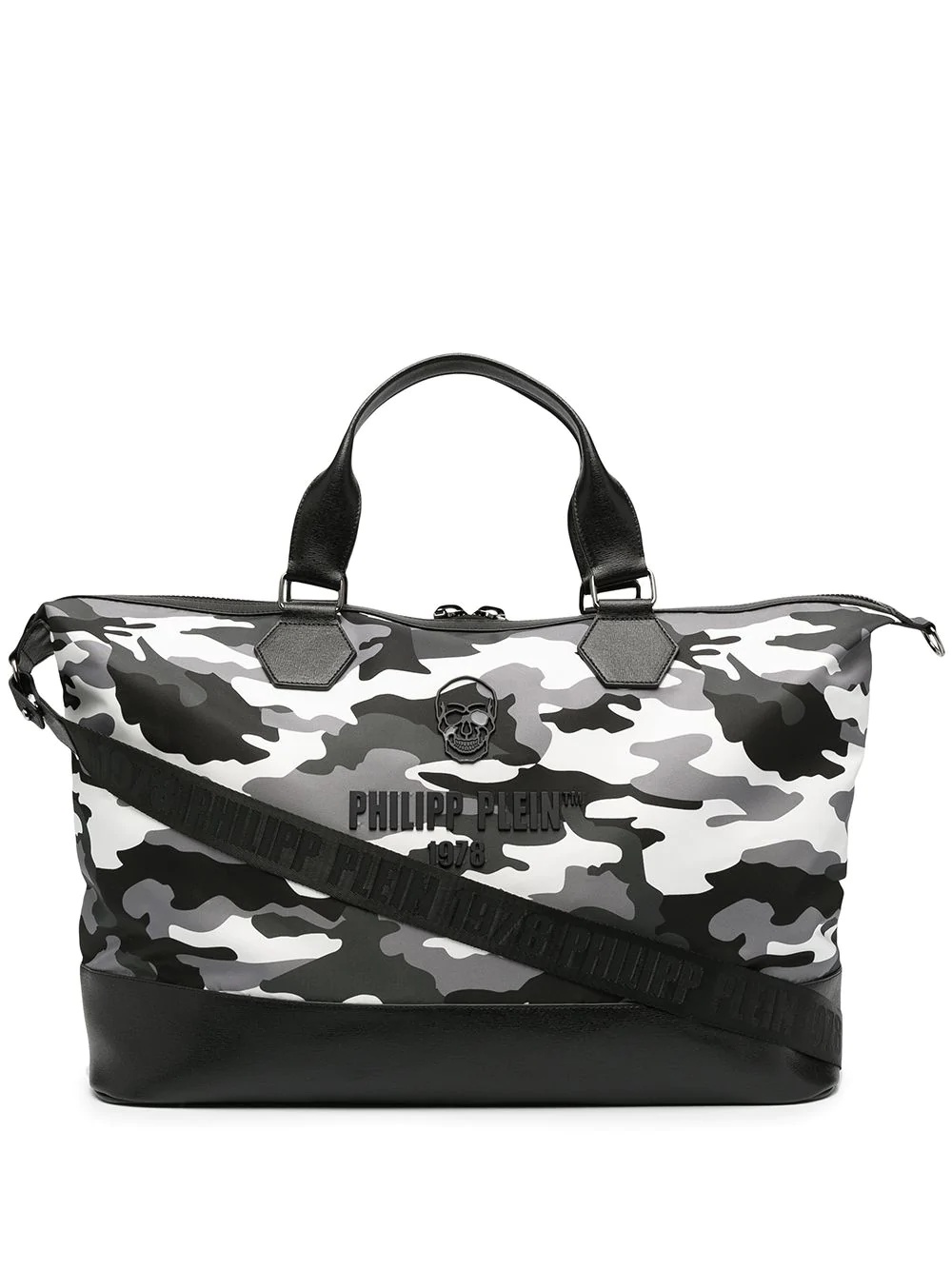 logo-embossed rubberised camouflage tote - 1