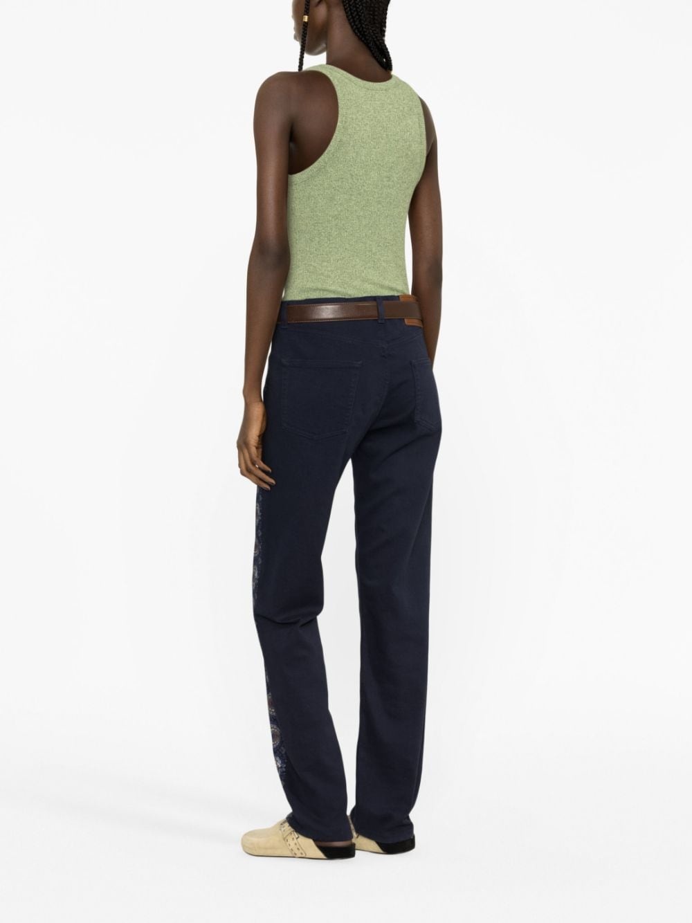 floral-stripes straight-leg jeans - 3