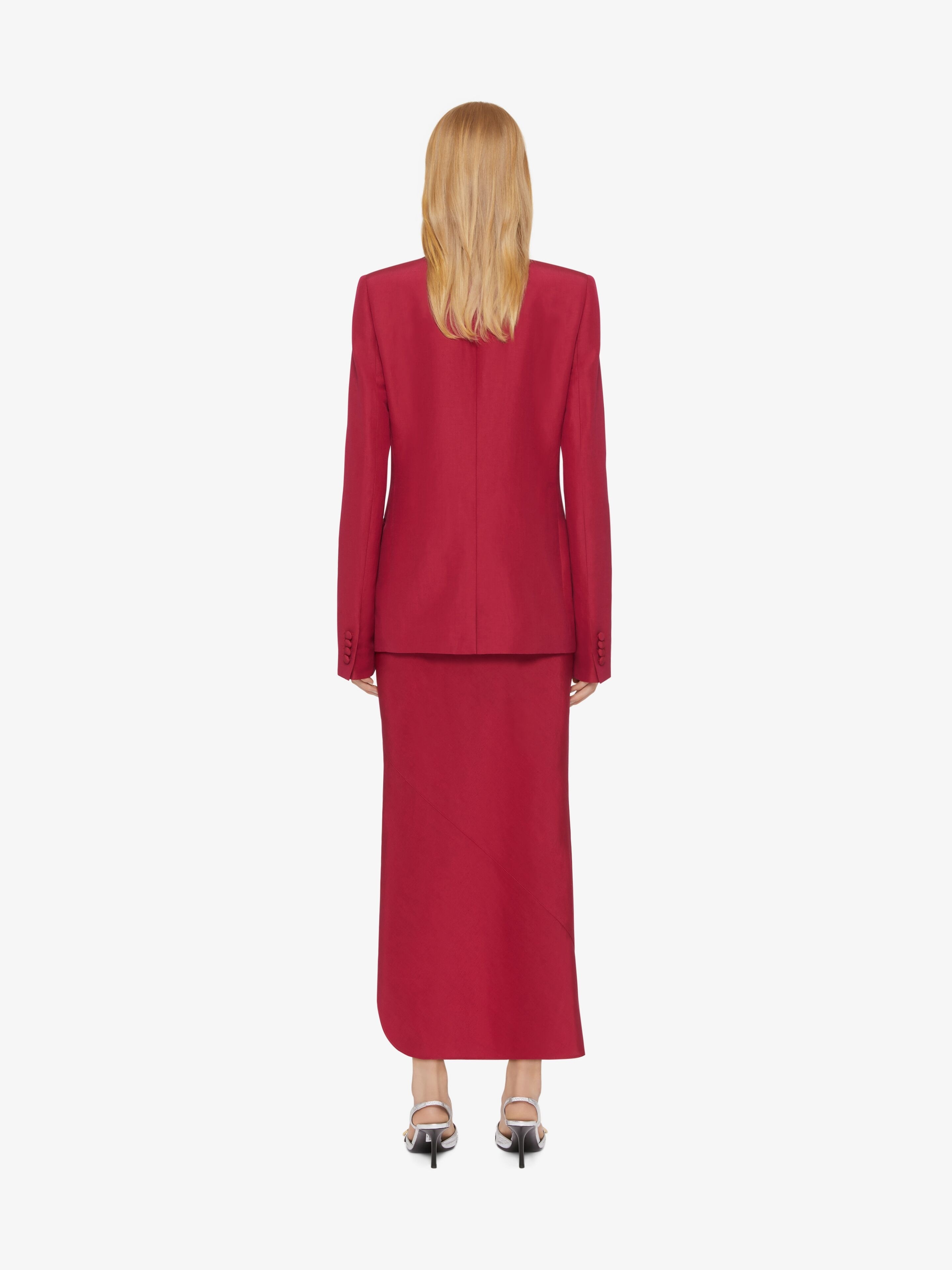 ASYMMETRIC DRAPED SKIRT IN LINEN AND SILK - 4