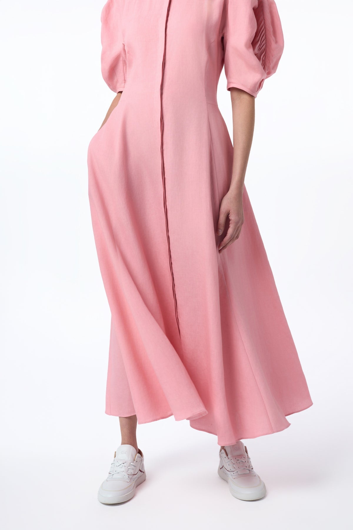 Arabella Shirtdress in Rosa Aloe Linen - 6