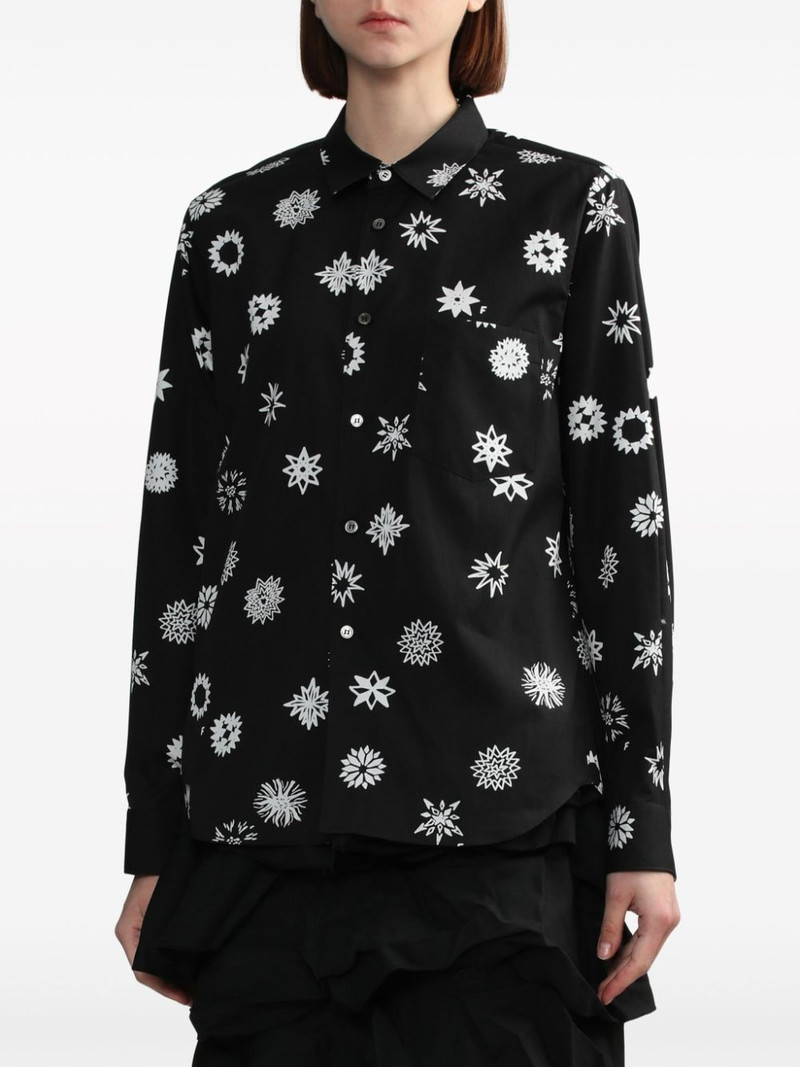 BLACK COMME des GARÇONS graphic-print cotton shirt outlook