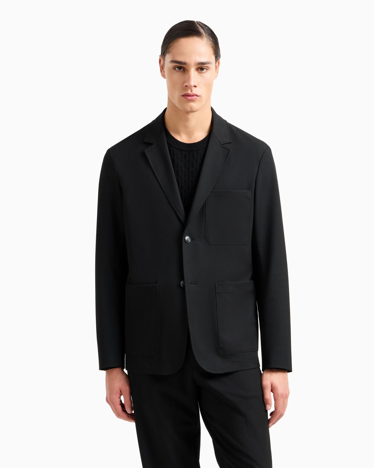 Single-breasted jacket in compact fabric with a wool finish - 2