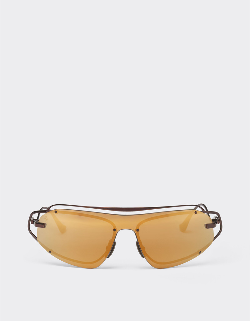 Ferrari sunglasses in brown titanium with gold-tone mirror brown shield 1