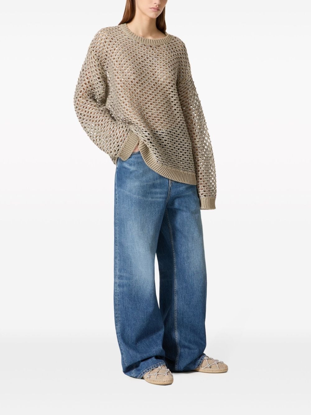 open-knit linen jumper - 2
