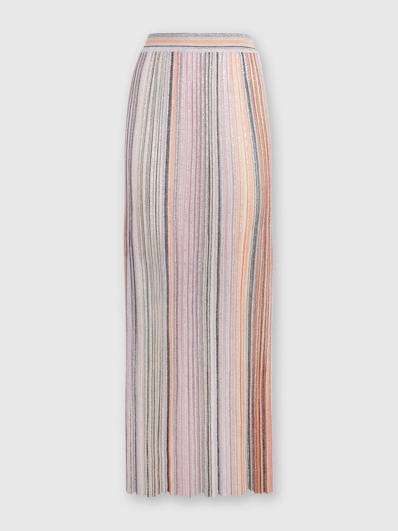 Long ribbed parted skirt with sequins 1