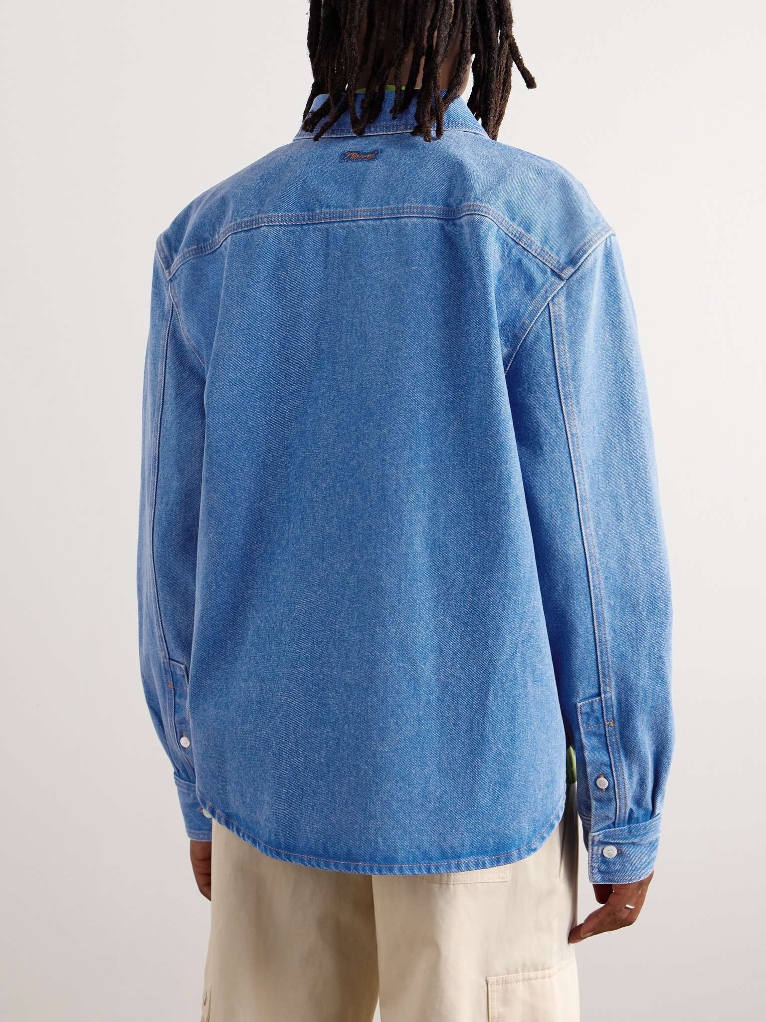Button-Down Collar Denim Overshirt - 3