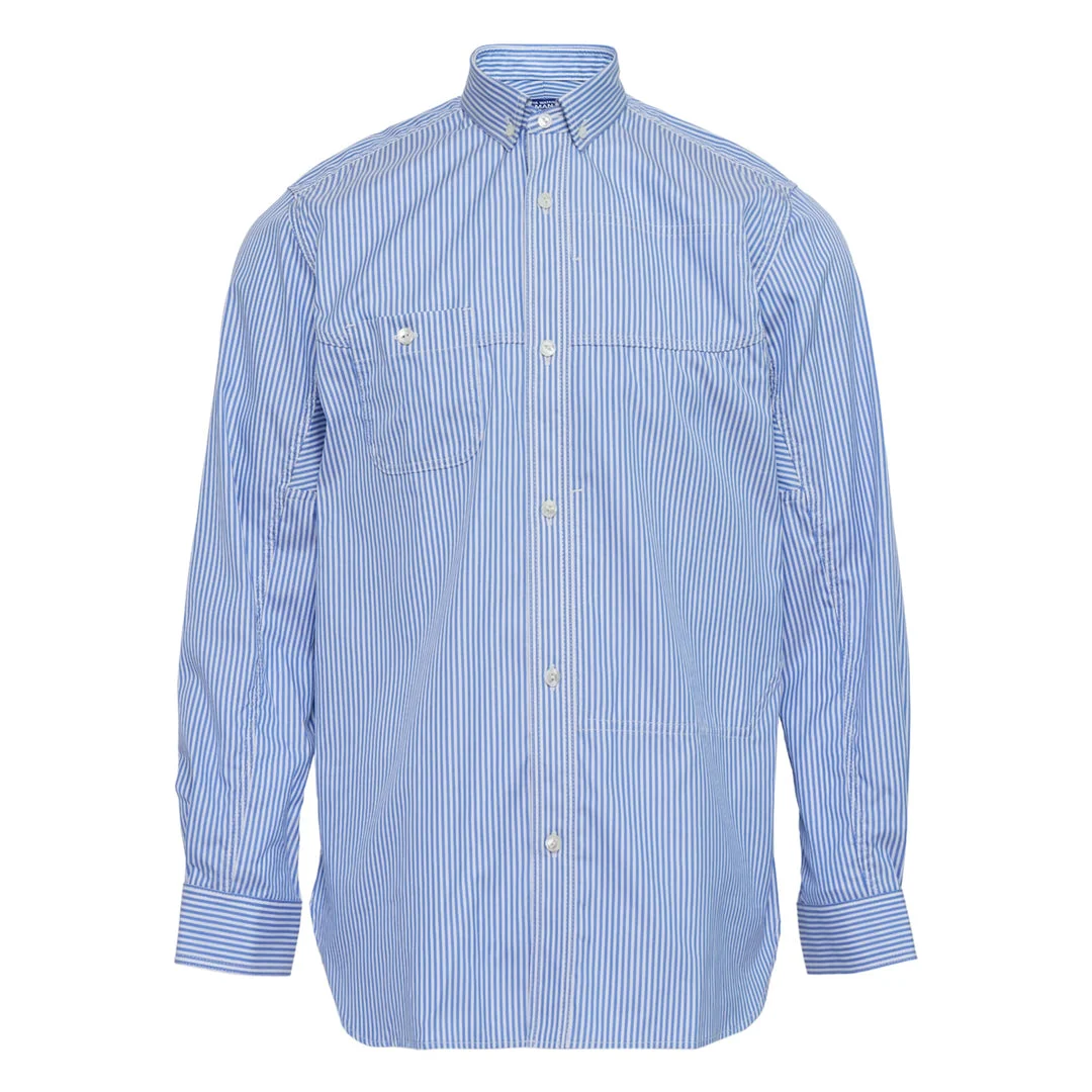 Blue Cotton Strip Button-Up - 1