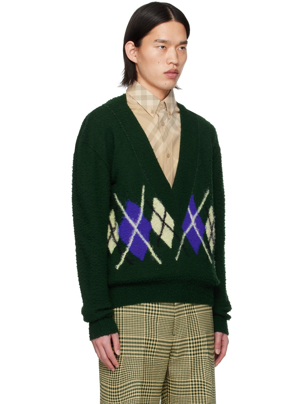 Green Argyle Sweater - 2