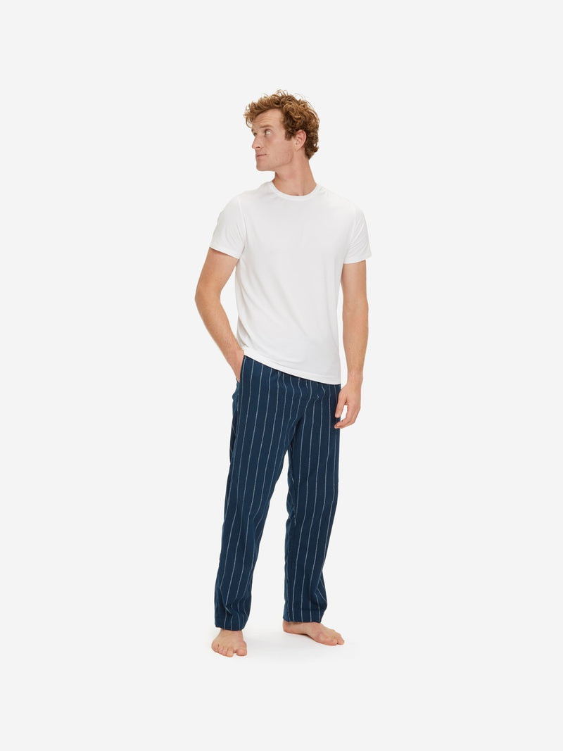 Derek Rose Men's Lounge Trousers Kelburn 21 Brushed Cotton Navy outlook