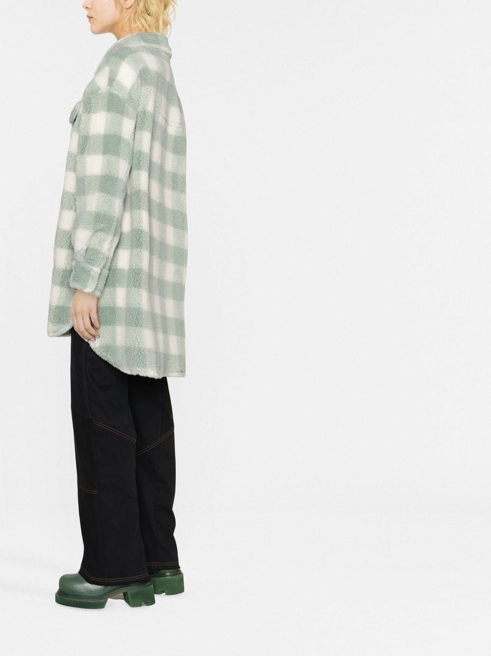 checked faux fur coat - 3