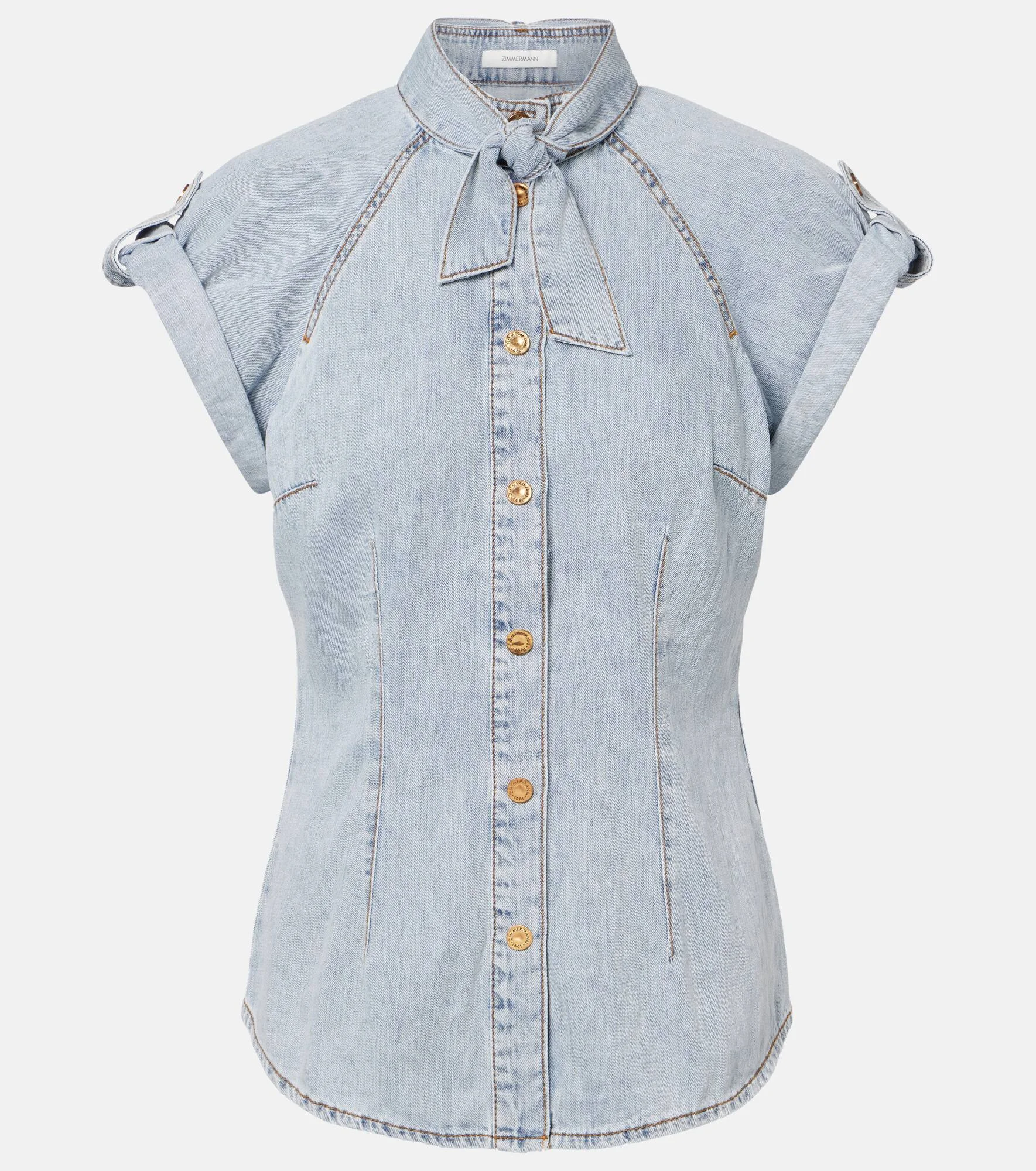 Tie-neck denim shirt - 1